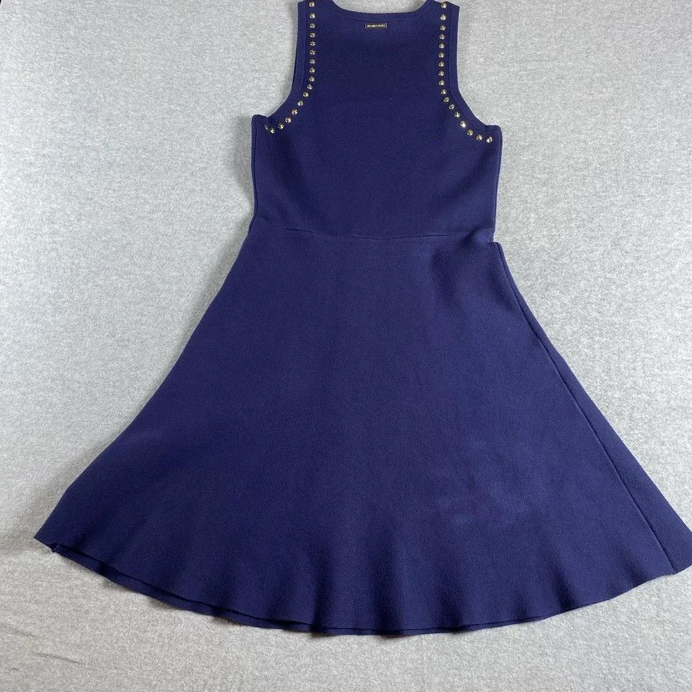 Michael Michael Kors Dress Womens Small Navy Sleeveless‎ Studded Fit Flare